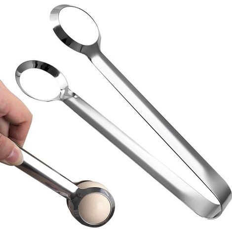 Pinzas de cocina de acero inoxidable - Pinzas para huevos - Para servir alimentos - Diseño ergonómico - 183 cm - Color plata (1/5)