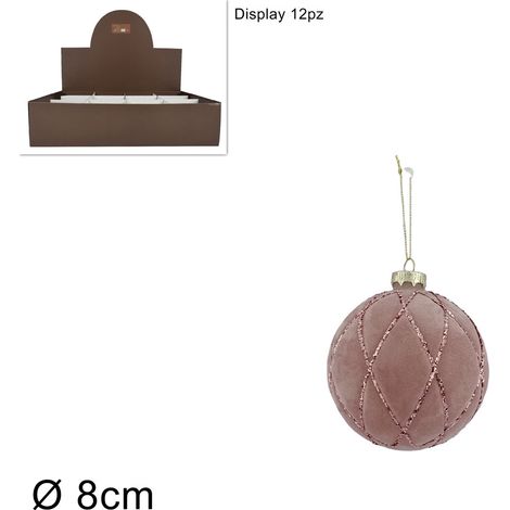 PALLA VETRO DIAMETRO 8 CM VELLUTO  ROSA