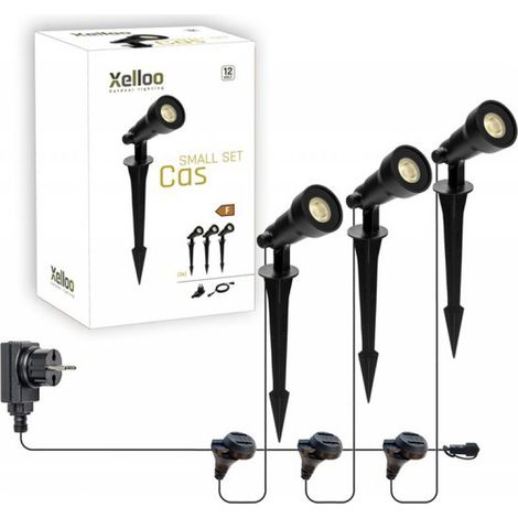Ensemble de 3 spots LED d'extérieur Cas pour petits jardins - 8 mètres - Lumière blanche chaude - 12 V - Étanchéité IP65 - Éclairage de jardin 12 volts - Comprend transformateur, câble et connecteur c (1/5)
