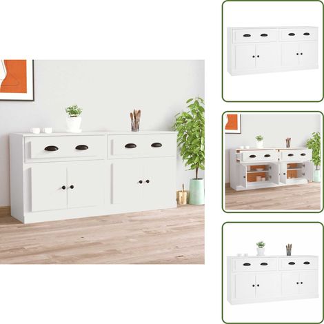 Sideboards 2 Stk. Weiß Holzwerkstoff - Sideboard - Wohnzimmermöbel - Holzschrank - Weißer Schrank - Möbel Online Kaufen (1/5)