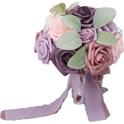 Brautstrauß, farbenfroh, mit gemischten Blumen, romantisch, handgefertigt, wunderschön, geeignet für Partys, Büros, Geschäfte, Gärten, 26 x 20 cm / 10,23 x 7,87 Zoll, Typ B (1/5)