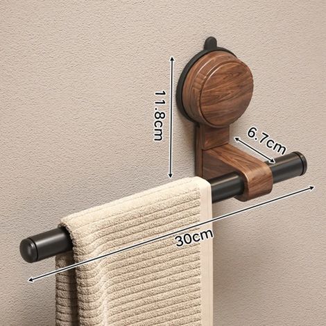 (Style-A) Porte-serviettes vintage en noyer avec ventouses - Installation sans perçage pour salle de bain ou douche (1/5)