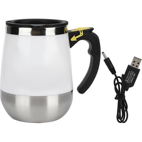 400 ml Magnetischer automatischer Mixbecher aus Edelstahl, USB-Ladefunktion, ideal für Kaffee und Milch, Farbe: Weiß. (1/5)