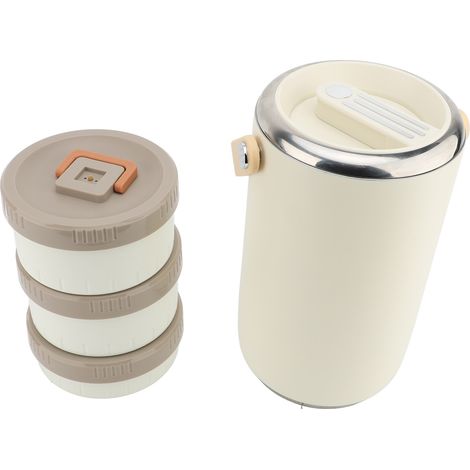 Thermos isolato da 2,6 litri, portapranzo in acciaio inox per l'ufficio, con scomparti, pratico e portatile, capacità extra large, a prova di perdite, bianco