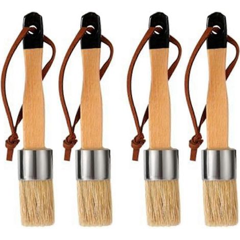 Ensemble de 4 pinceaux à cire, pour cirer les meubles, pour pochoirs de peinture au lait -- (1/5)