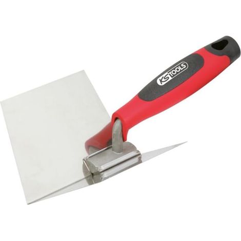 1 - Truelle d&39angle intérieur - Lame flexible inox - Manche bi-composant pour enduit et plâtre - Usage professionnel et bricolage - Rouge - 100x125 mm