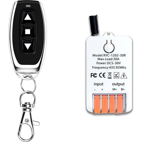Wireless Remote Control Switch for DC Motor Controller Receiver Relay 5V 12V 24V 30V 15A with 2 Transmitters, Forward and Reverse and Stop Control, for Linear Actuator (1/4)