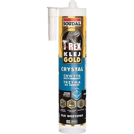 Pegamento transparente para montaje T-REX Soudal, color oro cristal, 290 ml.