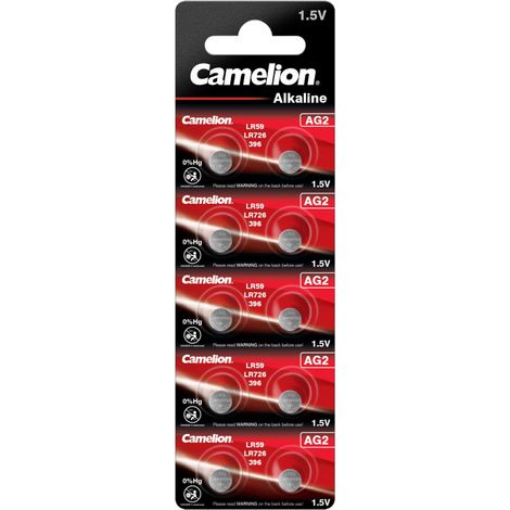 Lot de 10 Paquets de 10 piles bouton alcalines AG 2 / LR59 - 1,5 Volt Camelion (1/2)
