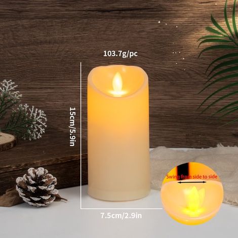 1 Candela da esterno impermeabile con luce LED, senza fili e sicura, 7,5 x 12 cm, candela LED lampeggiante, timer e funzionamento a batteria, plastica (1/4)