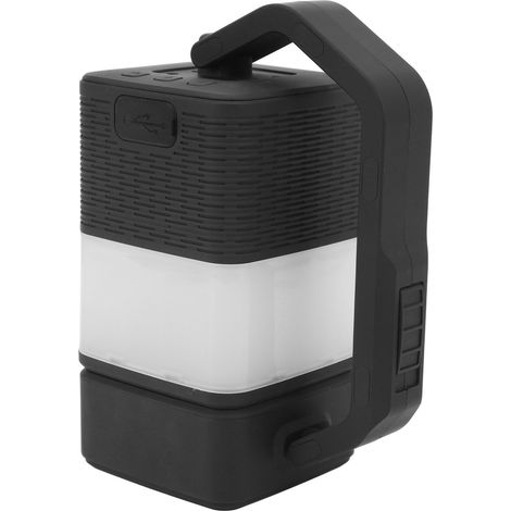 Bluetooth-Lautsprecher mit eingebautem Lithium-Akku, wasserdichte LED-Campinglampe, USB-Notzeltleuchte, schwarz. (1/5)