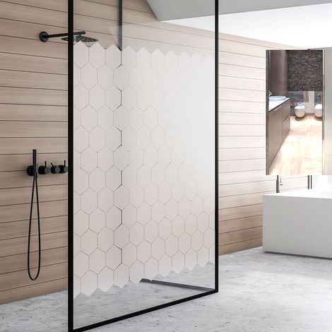 Film Fenetre Anti Regard Occultant - 50 stickers occultants hexagones vitre et porte de douche - Fenêtre Film pour Vitre Brise Vue - Stickers Autocollant Vitre Bureau Salle de Bain Cuisine - 50X90 CM (1/5)