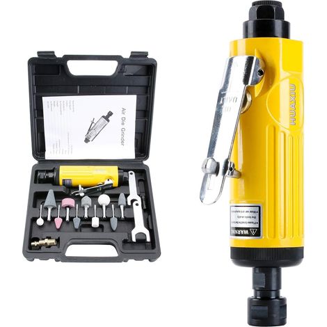 Smerigliatrice pneumatica diritta con pinze da 1/4" (6 mm) e 1/8" (3 mm) – Set di smerigliatrice pneumatica, 22.000 giri/min (1/4)