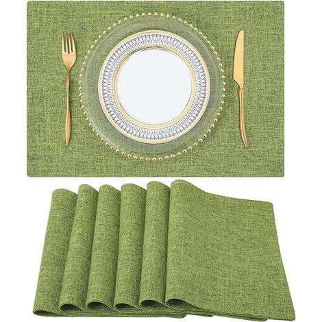 Waschbare Platzsets, 6er-Set, grün, leicht zu reinigen und hitzebeständig.
