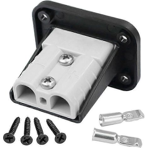 Kit de connecteur Anderson encastré 50 A, support de montage et cache-panneau inclus, pour caravane, camping-car, bateau et camion. (1/5)