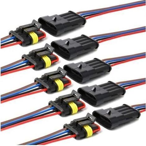 Connecteur étanche,connecteurs de Fils électriques autobloquants à 4 Broches avec Fil 16 AWG Marine pour Les connexions de Voiture,Camion,Bateau et Autres Fils. (5pack) (1/5)