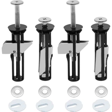 Kit De Fixation Pour Abattant De Toilette - Vis En Acier Inoxydable - Entretoises Métalliques Et Plastiques - Compatible Universel - 4 Pièces (1/5)