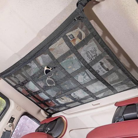 Sac de toit de voiture en filet renforcé, 80 x 55 cm, double couche, résistant à la charge et indéformable, pour le rangement sur le toit d'un véhicule, camion ou SUV, idéal pour les longs trajets. (1/5)