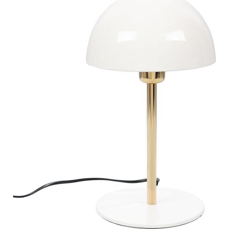 Lampe à poser design tige dorée & abat-jour blanc - 36x20cm - Blanc