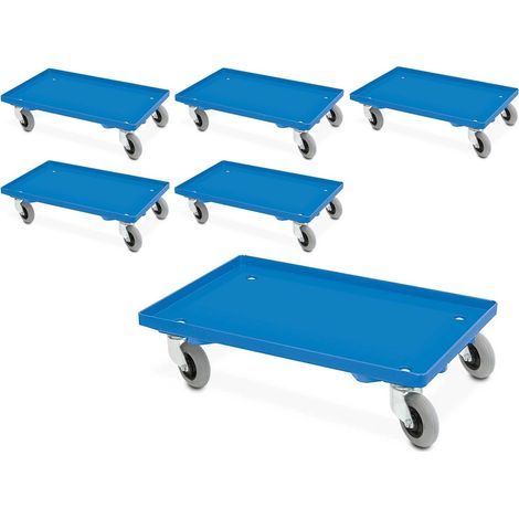 BRB Lot de 6 rouleaux de transport avec roulettes pivotantes - Bleu - Couverture fermée - 600 x 400 mm ou 2 x 400 x 300 mm (1/2)
