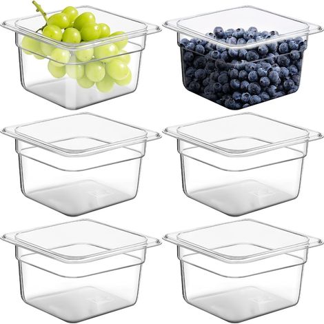 Bac Gastronorme GN 1/6 - Lot de 6 - Plastique PP - Transparent - 1,6 L - Cuisine Pro (1/5)