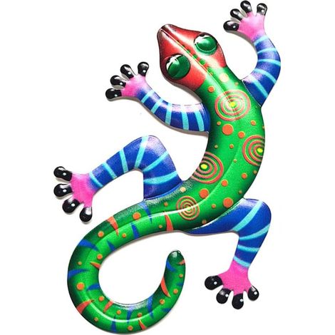 Décoration Murale Gecko en Fer, 21,8 X 14 X 0,8 Cm Décor de Gecko d'art de Jardin pour la Maison, la Chambre, Le Salon, Le Bureau, L'ornement de Jardin (2) (1/5)