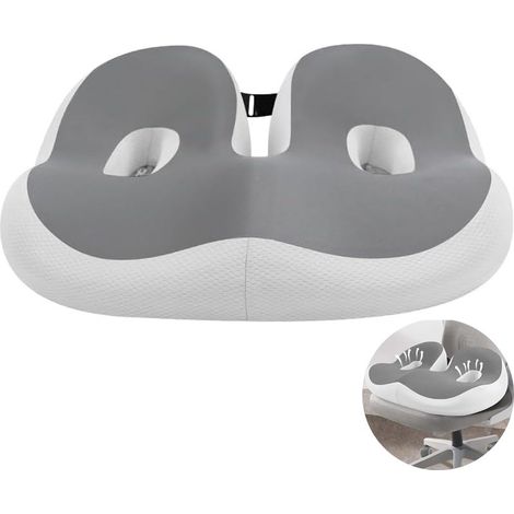 Coussins de Chaise Mousse Mémoire Épais – Coussin Anti-Dérapant pour Bureau, Fauteuil, Voiture, Longues Positions Assises, Soulage Dos et Coccyx (1/5)