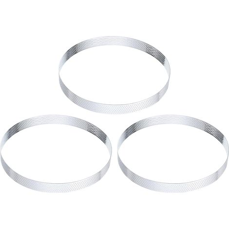 3 x Stainless Steel 7.9 Inch Perforated Metal Circle Cake Cake Pastry Dessert Mousse Round Ring Non-Stick for Kitchen Home Making Tool (1/5)