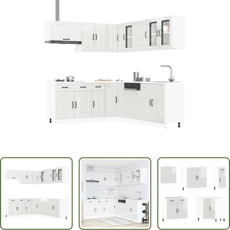 Rangement cuisine - Ensemble d'armoires de cuisine 11 pcs Kalmar bois d'ingénierie (1/5)