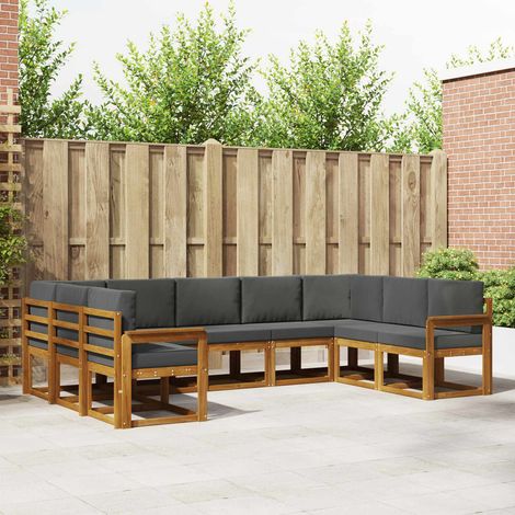 vidaXL Ensemble de canapés d'extérieur 9 pcs Naturel et Anthracite (1/5)