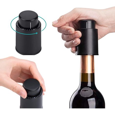 Tappo per vino sottovuoto in 2 pezzi, tappo riutilizzabile per bottiglie di vino con scala temporale, tappo salvavino, mantiene il vino fresco, regalo speciale per gli amanti del vino (1/4)
