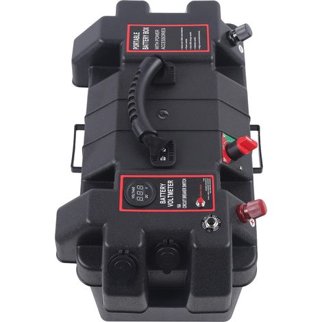Caja de baterías para motor eléctrico, dos puertos USB, diseño ligero, color negro. (1/2)