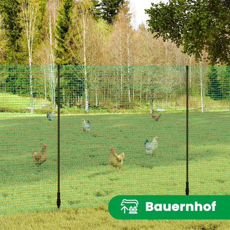 WOLTU Geflügelnetz Gartenzaun Hundezaun Steckzaun Campingzaun mit 9 Pfählen Windenseilen Erdnägeln Kabelbindern, 15x0,9 m, Grün