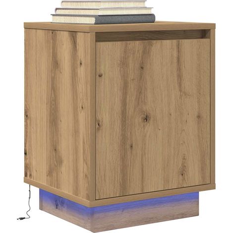 Nachttisch mit LED-Leuchten Artisan-Eiche 38x34x50 cm