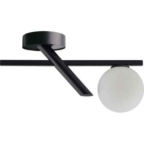 Plafonnier moderne Zoe noir globe opalin 1xG9 12W Sigma