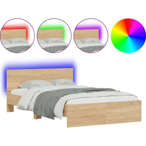 Maison Exclusive - Estructura de cama cabecero y luces LED roble