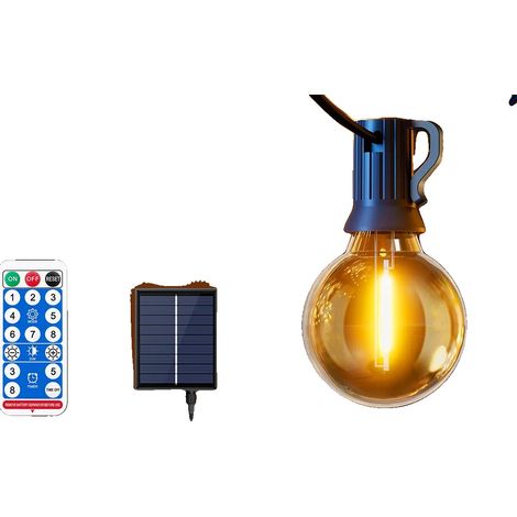 Guirnalda de luces para exteriores, 8 modos de iluminación, control remoto, 15,5 m, 40 bombillas, enchufe no incluido. (1/2)