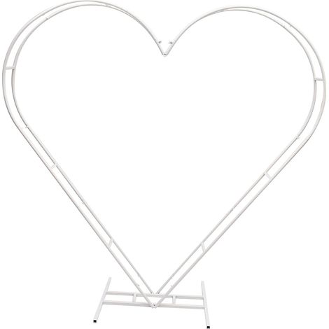 Herz Hochzeitsbogen,Herz Ballon Bogen Kit Metall Arch Stand Hochzeit Blumen Herzförmiges Kreis Rahmen Hoop Ständer Ballonbogen Set,für Hochzeit, Babyparty, Geburtstagsfeier, Jubiläum,Weiß,2.05m