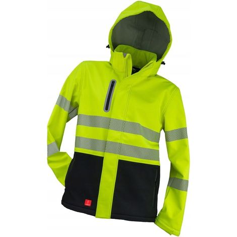 Giacca da lavoro softshell ad alta visibilità, gialla, taglia XXL, urgente (1/4)