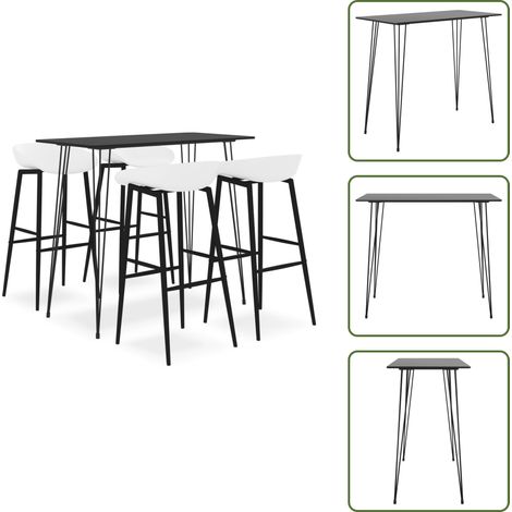 Barset - vidaXL 5-tlg. Bar-Set Schwarz und Weiß - Barstuhl Set (1/5)