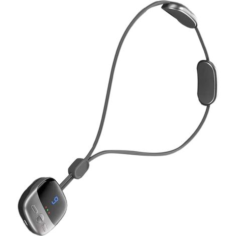 Mini masajeador de cuello con cadena, 4 modos, 9 niveles de intensidad, 3 velocidades, compresión caliente, doble pulso, colgante inteligente, carga USB, ideal para viajes y oficina (gris). (1/5)