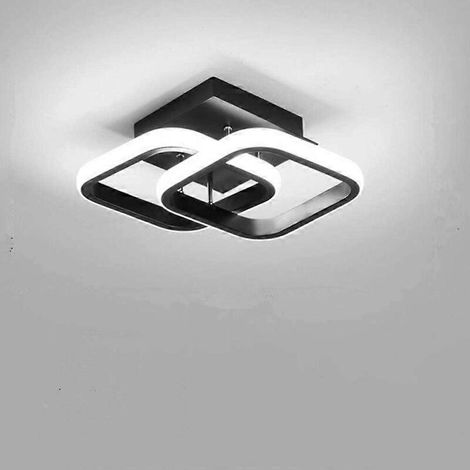 Hanglamp, kroonluchter, moderne LED-plafondlamp 22W acryl, 2 vierkante LED's, voor eetkamer, keuken, studio, koel wit/6000K licht (zwart) (1/5)