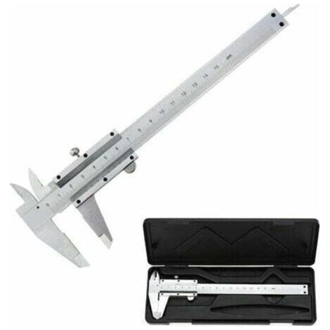 Calibrador analógico Vernier de 150 mm / 0,02 mm en acero inoxidable, herramienta micrométrica de alta precisión con medición de profundidad, para uso profesional en interiores y exteriores. (1/4)