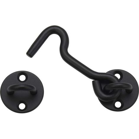 Pestillo de gancho y argolla de 4 pulgadas para puerta de granero, fácil de cerrar, negro. (1/4)