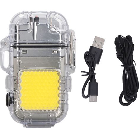 Briquet à arc double étanche IP56, coupe-vent, LED lumineux, portable multifonction argenté (1/5)