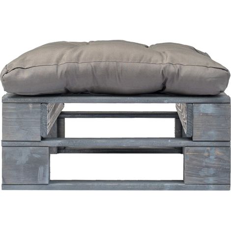 Repose-pied palette de jardin，Tabouret  de jardin avec coussin en gris gris bois CFW12165 (1/3)