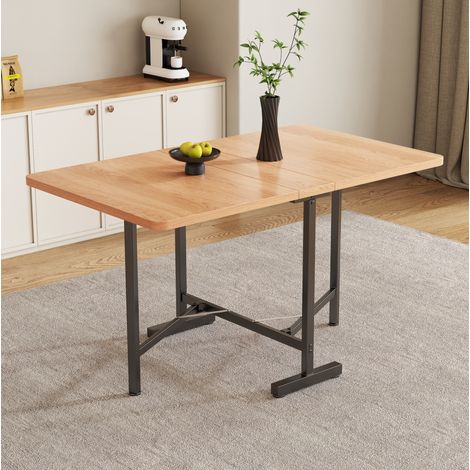 Tavolo da pranzo allungabile 120x80 cm bianco rovere americano in MDF con piano pieghevole e supporto robusto (1/5)