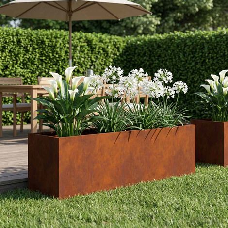 Cache-pot de jardin Rouillé 80 x 30 x 30 cm Acier patiné (1/5)