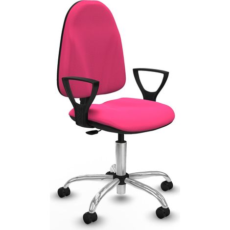 Algarra CP similpiel rosa brazos fijos base cromada ruedas autofrenantes 50mm