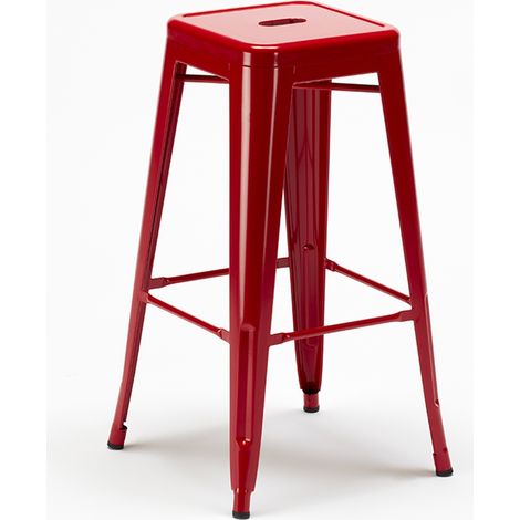 tabouret de bar design industriel en acier et métal steel up - Rouge (1/5)